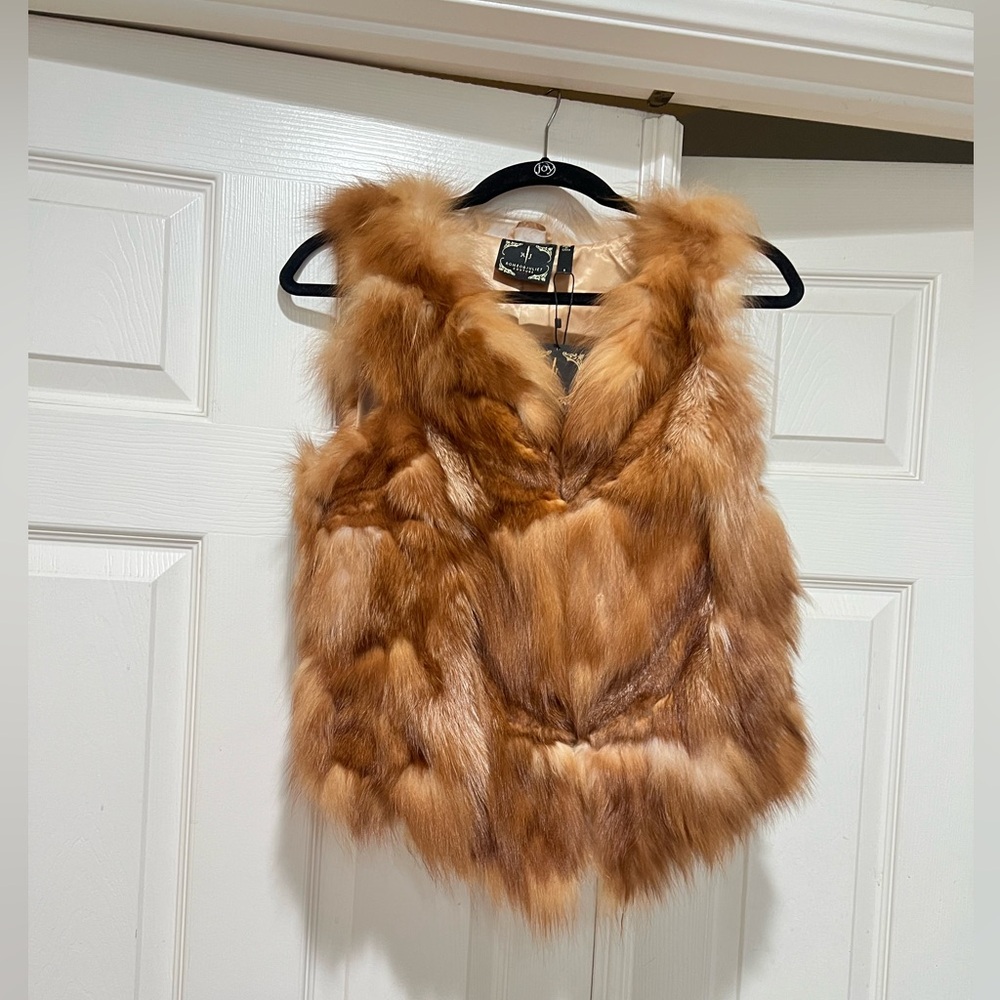 Romeo & Juliet Couture Real Fox Fur Vest Women Size Small Luxury Old Money New